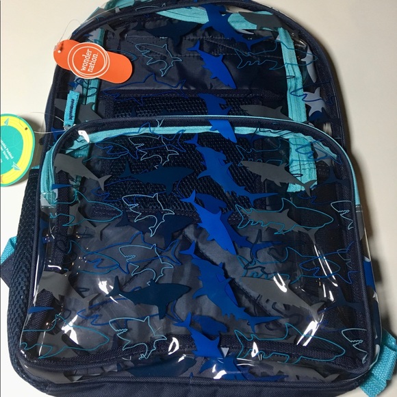 clear blue backpack